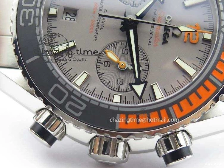 0412 Planet Ocean Master Chronometer Chrono SS OM 1:1 Best Edition Gray Dial On SS Bracelet A Reliable 8180